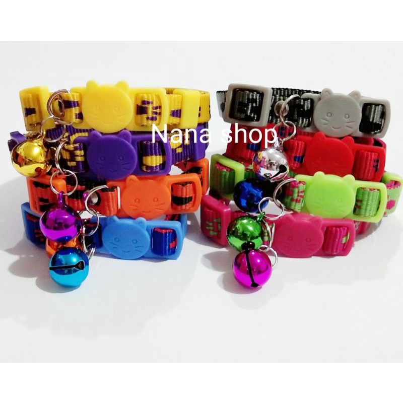 Kalung kucing bahan tebal kalung kelinci anjing kucing kecil motif kaki warna dengan lonceng pet collor cat dog kalung anjing kepala kucing