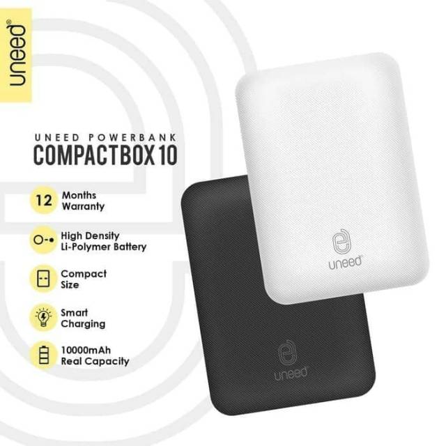 UNEED Power Bank CompactBOX 10000mAH PowerBank Mini Real Capacity -UPB401 Black