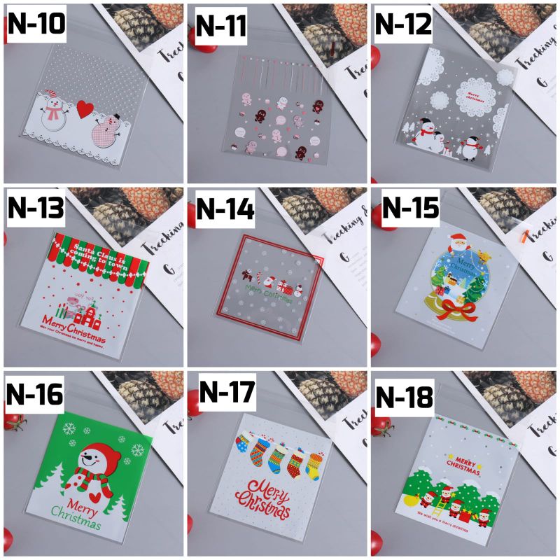 Plastik packing cookies natal Christmas lucu 10x10 cm plastik souvernir