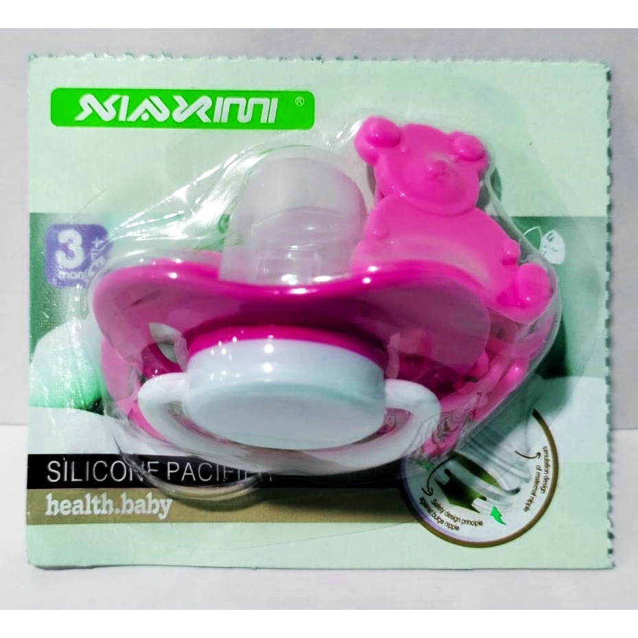 KUKE Dot Empeng Bayi Silikon / Pacifier Bayi / Dot Bayi Datar-Pink Rantai