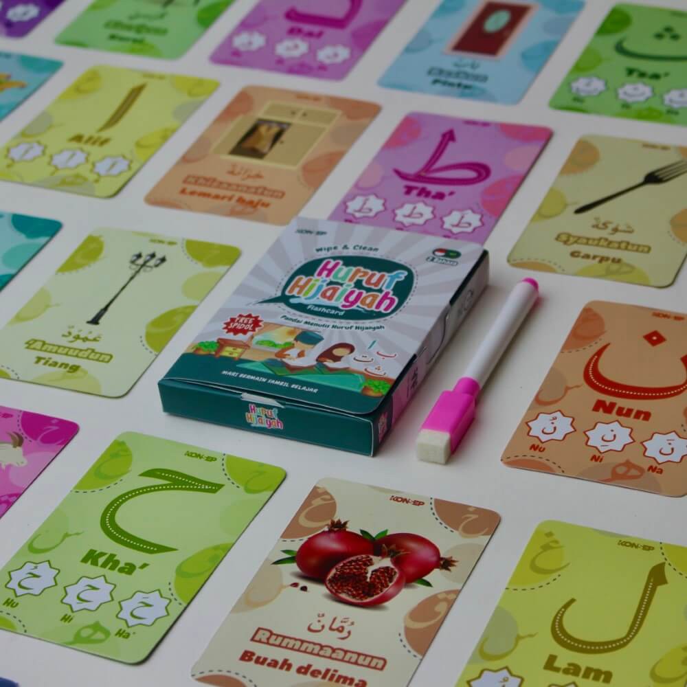 Flash Card Wipe &amp; Clean Hijaiyah - Kartu Edukasi Belajar Anak - Konsep Studio Original