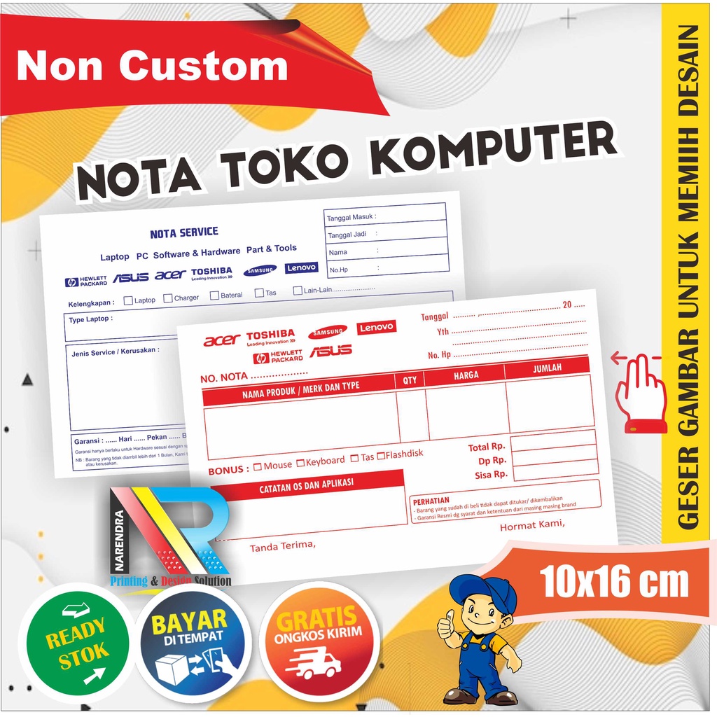 Jual Nota Servis Komputer dan Penjualan1 2 ply Ready stok. Nota Polos / Kosongan Indonesia|Shopee Indonesia