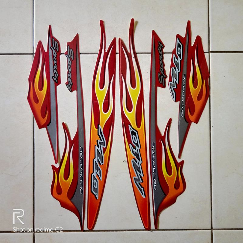 stiker striping motor yamaha mio sporty api 2006 merah