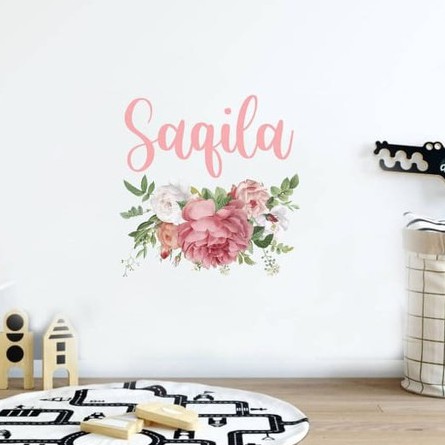 Wallsticker/Stiker Dinding Motif Bunga Custom Nama