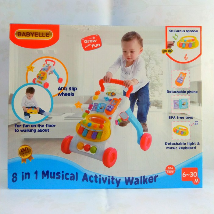 PROMO BabyElle 8 in 1 Musical Activity Walker Baby Elle push walker alat belajar jalan Makassar