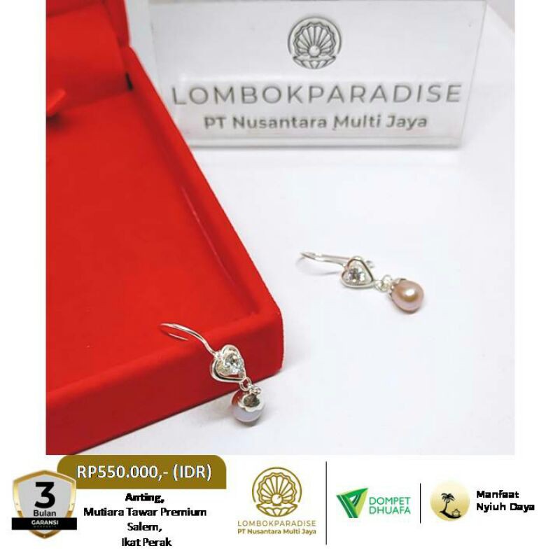 anting mutiara premium ikat perak