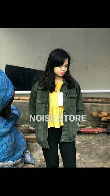 Jaket Jeans Oversize Abu Mustard Putih Soft Pink Merah