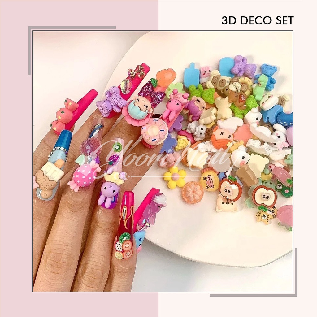 3D deco boneka 3d nail art set pack dekorasi nail art cute japanese