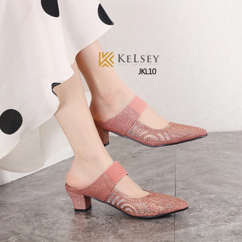 (GRATIS ALAS KAKI) NICOLE Sandal Heels Hak Tahu 5cm Wanita Kelsey JKL10