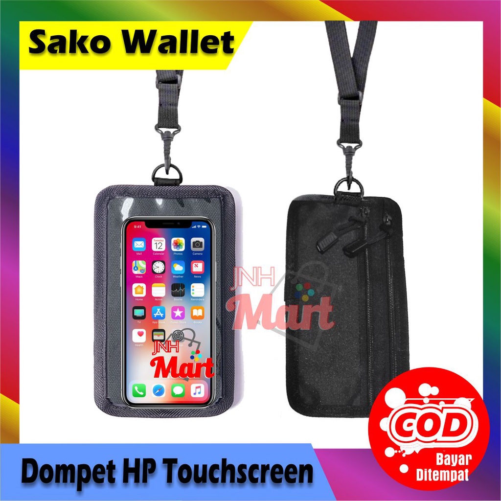 Sako Wallet Tas Kalung Leher Dompet HP Gantung Touchscreen  Gantungan Handphone Kartu Layar Sentuh Gojek Grab Pouch