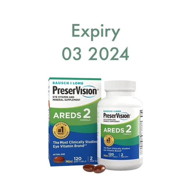 AREDS 2 PreserVision Bausch + Lomb - 120 Softgels; 100% Ori USA Impor