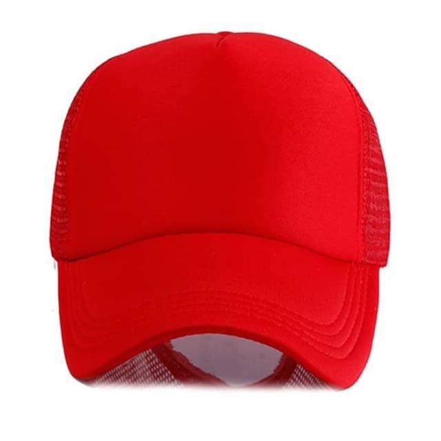 TOPI TRUCKER JARING BELAKANG MERAH POLOS TERMURAH