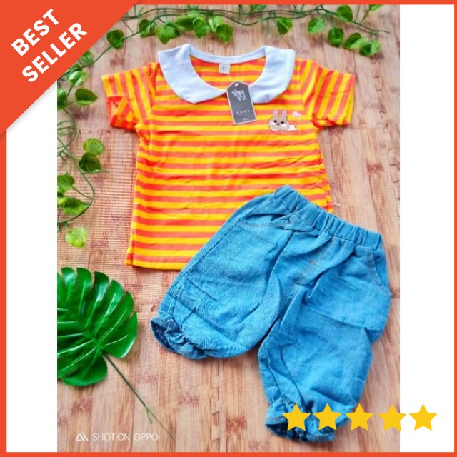 Setelan celana pendek anak cewek import 0-4 tahun / Setelan hotpant rawis anak perempuan  import 0-4 tahun / Baju anak import / Pakaian anak import  uisa 0-4Tahun