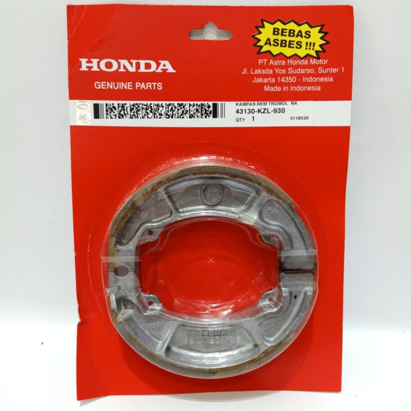 Kampas rem Tromol Belakang Honda Beat Fi Vario 125 Vario 150 Scoopy Fi Original AHM Kzl