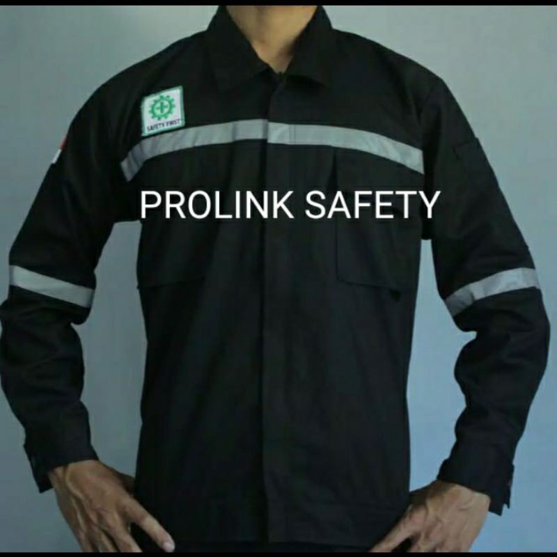 SERAGAM BAJU SAFETY HITAM RESLETING