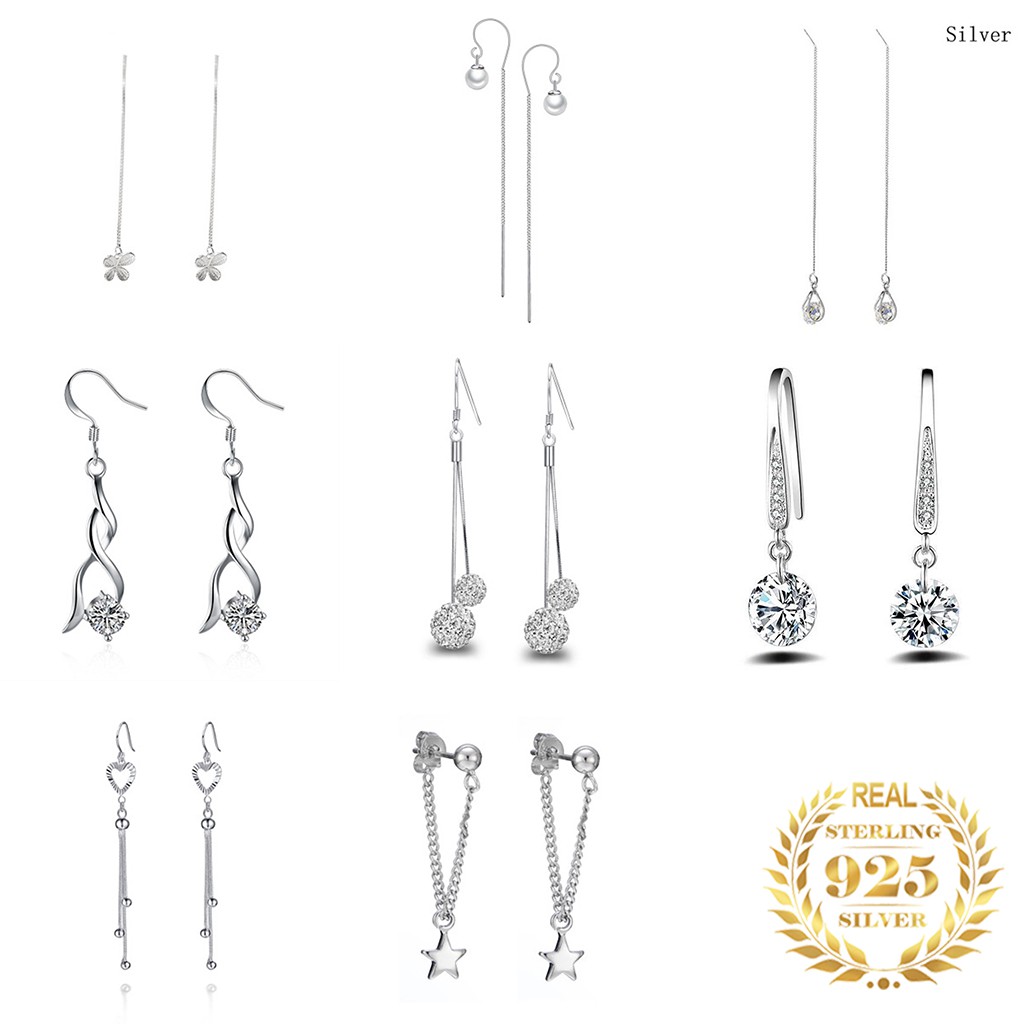 925 anting perak sterling anting-anting wanita dengan perhiasan fashion berlian