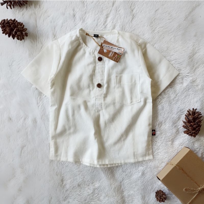 SYAMIL Kurta - Shirt Koko Casual Bayi dan Anak Couple Adik Kaka- Bahan Linen Rami Adem- 0-5 Tahun