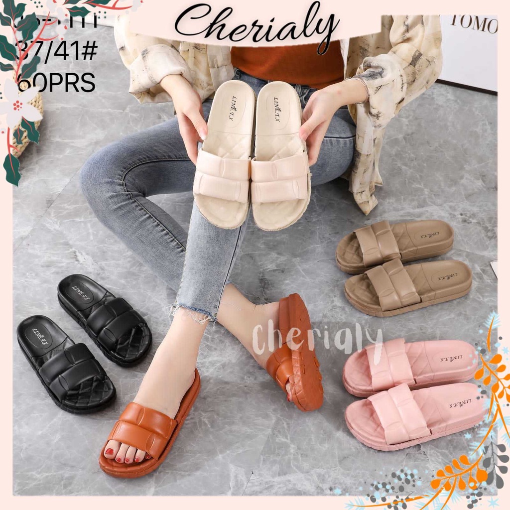 Sandal Slop Jelly Wanita Import Bahan PVC Rubber Korean Empuk Karet Elastis Rubber JS1111