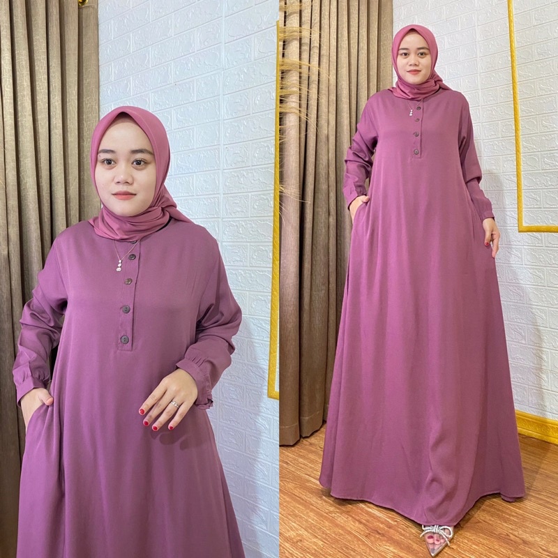 Dress Aisyah, Bahan shakila premium, all size ld 110 Pb 140 fit to XL