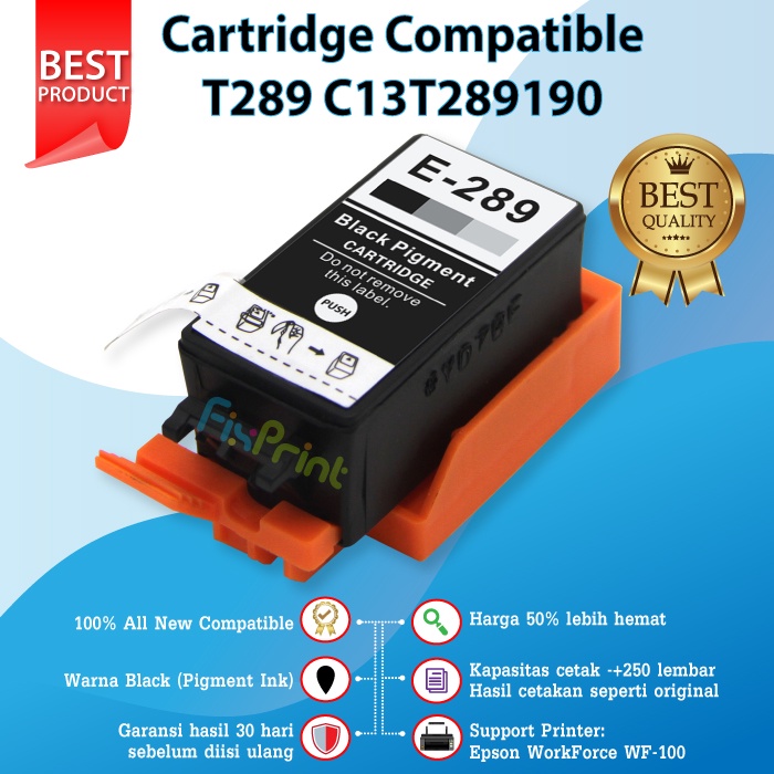 Cartridge Tinta Epson 289 T289 Black Compatible Printer WF-100 WF100