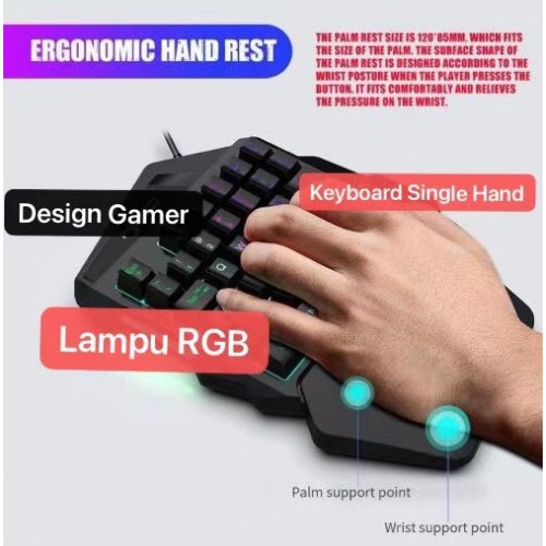 KYB-018 SOHA Keyboard Single Hand Gaming Mechanical Handed RGB Rainbow Light K7