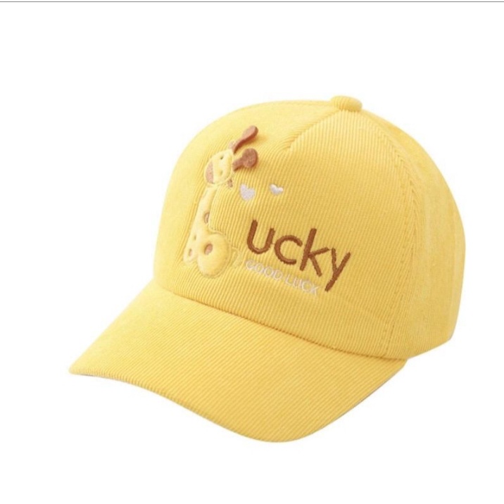 topi anak laki laki cowok perempuan cewek jerapah GOOD LUCKY topi karekter anak kupluk anak topi snapball anak topi basket ball-1
