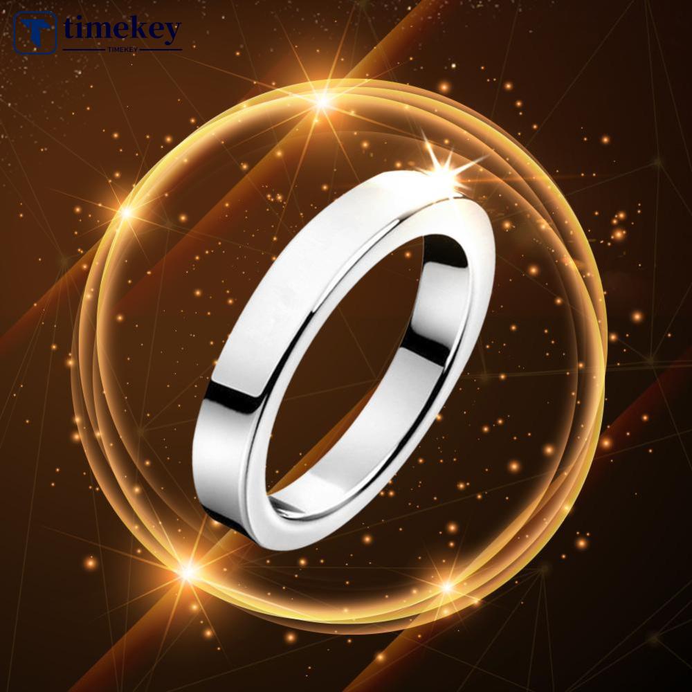 Cincin Bahan Titanium Steel Ukuran 3mm Warna Silver / Gold / Rose Gold / Hitam Untuk Pria / Wanita A6K1