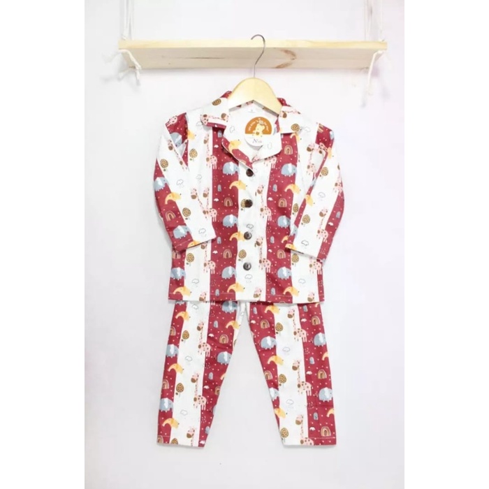 NIA Piyama Baju Tidur Bayi Lucu Motif Jerapah Murah Bahan Katun