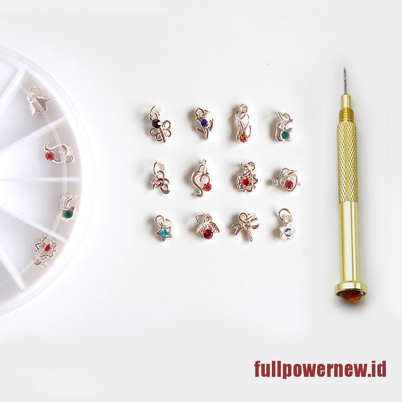 【COD】24Pcs Mixed Gold Rhinestones Nail Charms Dangle Piercing Hand Drill Hole