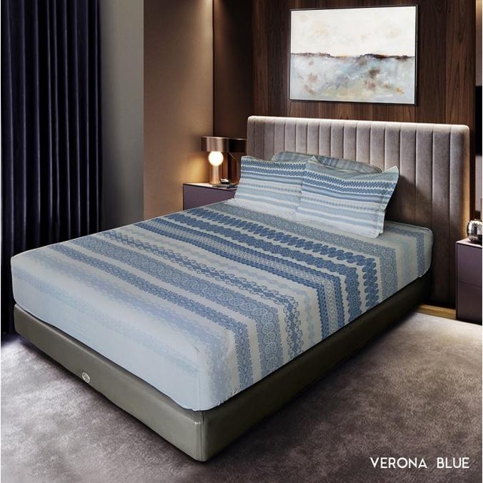 Celina by King Rabbit 100% Cotton Silk Sprei 180x200 cm Verona Blue