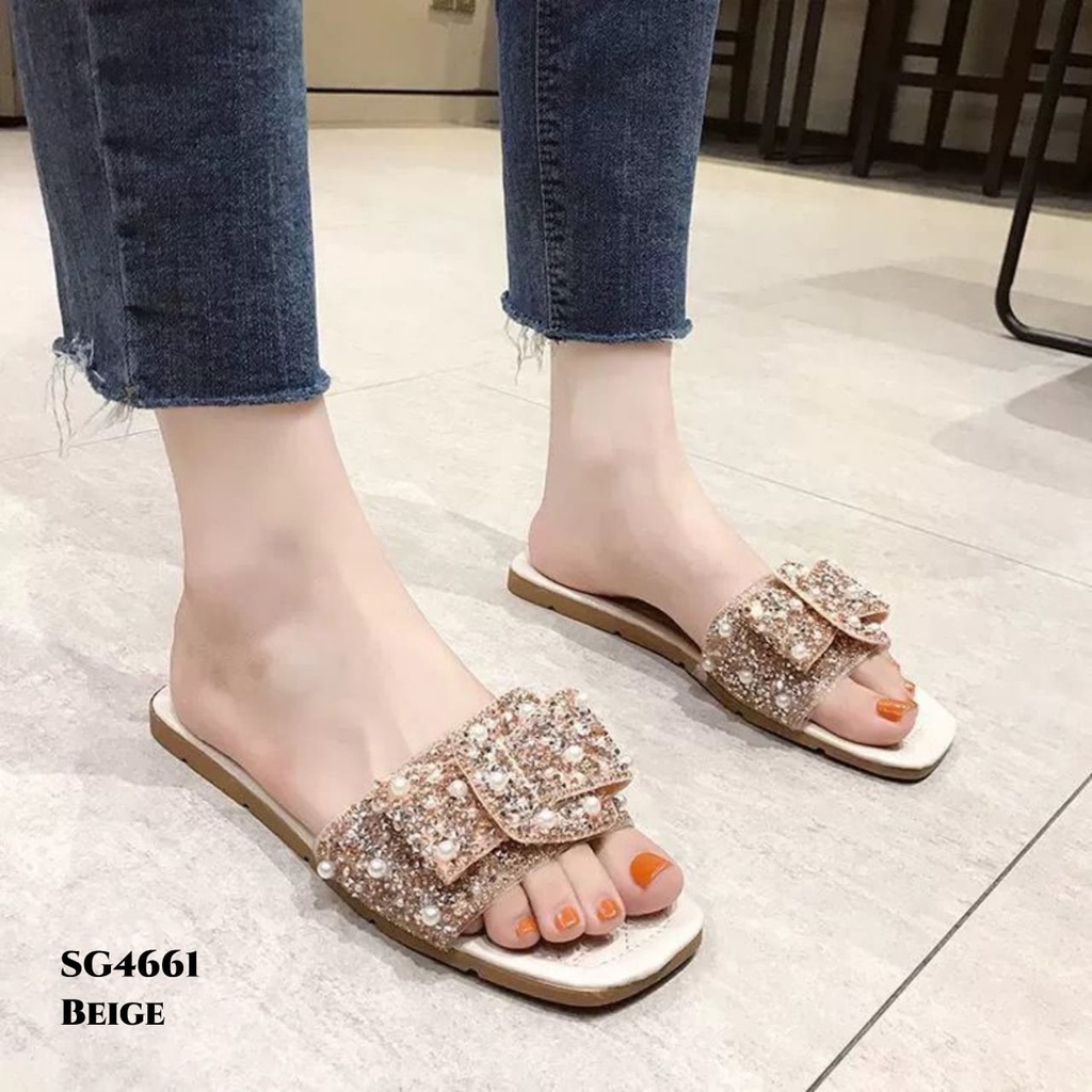 RESTOCK WYN SANDAL RIBBON FULL DIAMOND FASHION KOREA SG4661