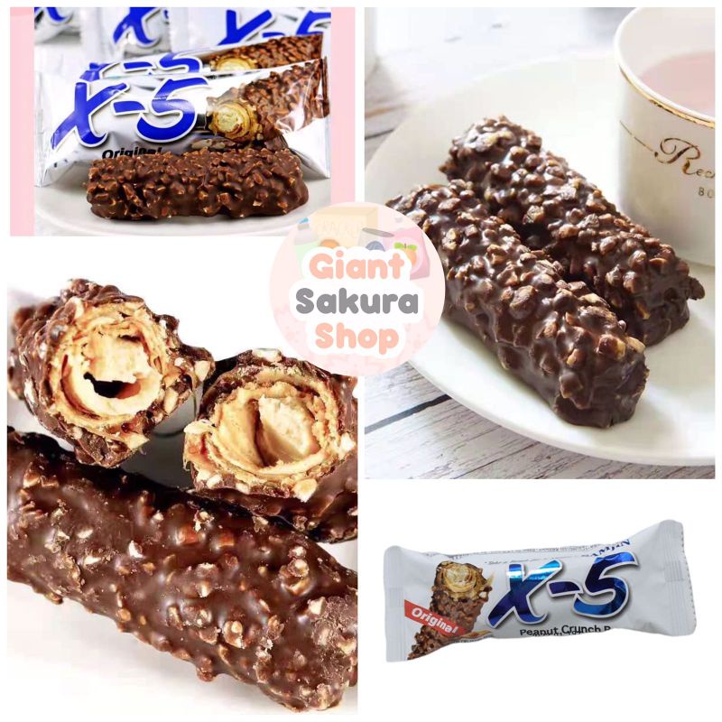 Samjin X-5 Peanut Crunch Chocolate Bar / wafer roll / cemilan impor / wafer