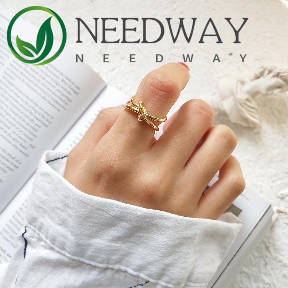 Needway  Creative Finger Ring Fashion Party Accessories Adjustable Open Ring Women Trendy Elegant Korean Cool Girls Knot/Multicolor