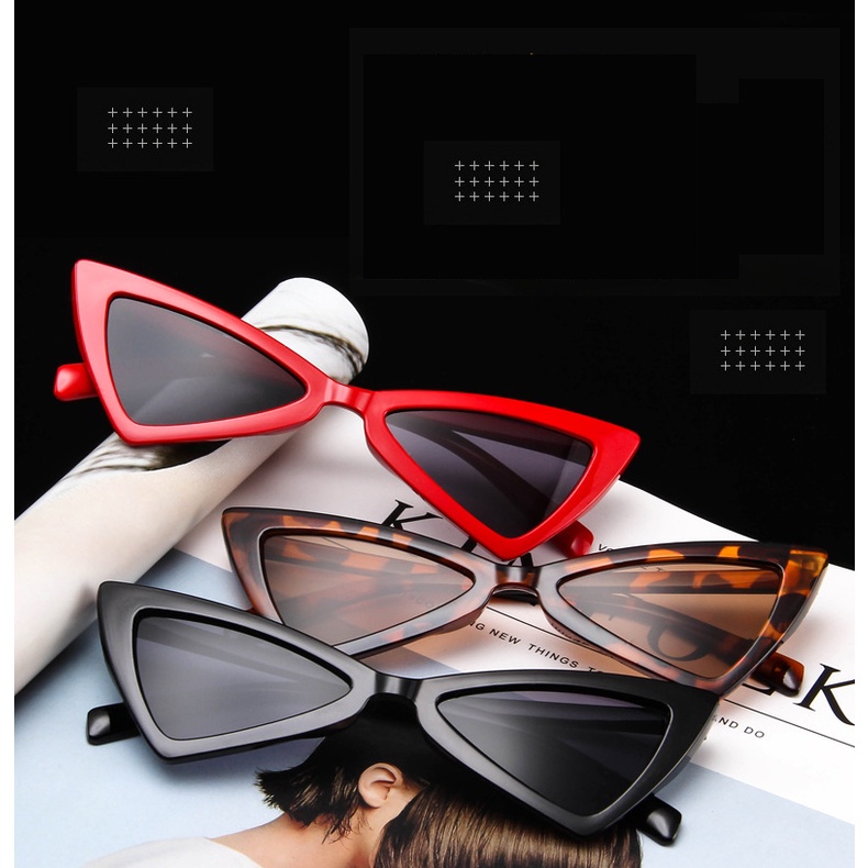 Kacamata Model Korea Retro Cat-eye Segitiga Kucing Kacamata Vintage Gay Wanita Sunglasses