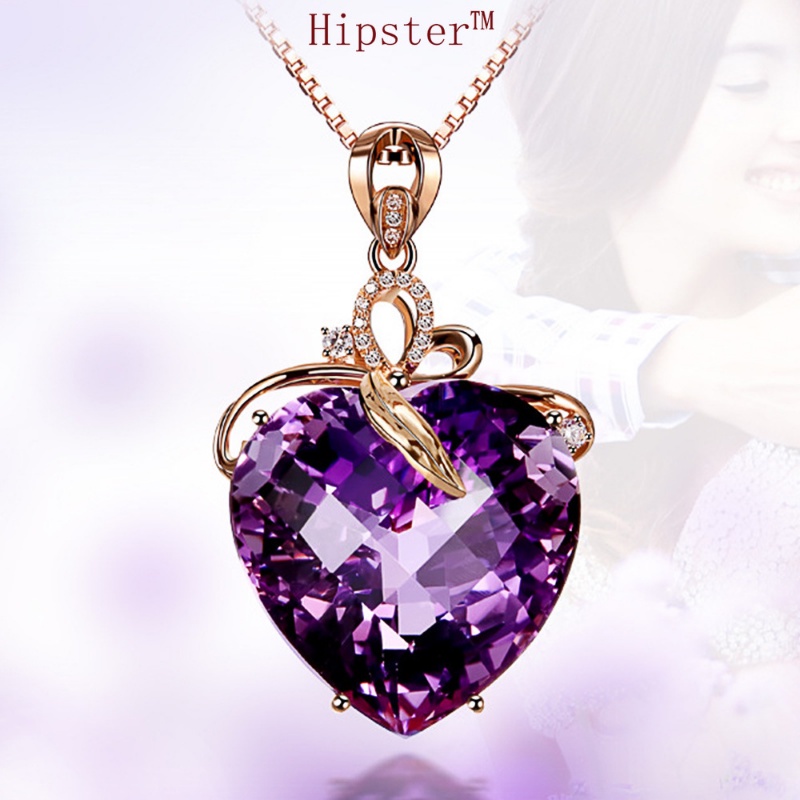 New Hot Selling Temperament Amethyst Love Pendant Romantic Necklace