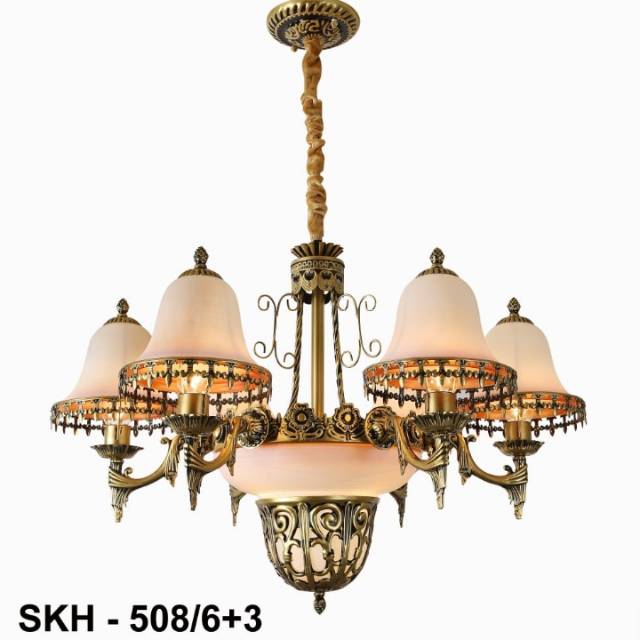  Lampu Gantung Klasik 6 3 Lampu Warna Antik Gold Shopee 