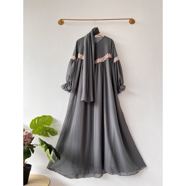 mirrana maxi set pashmina-Drak grey