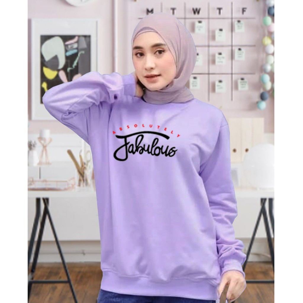 Kaos Lengan Panjang FABULOUSE / Kaos Sweatshirt / Atasan Wanita / Atasan Wanita Lengan Panjang