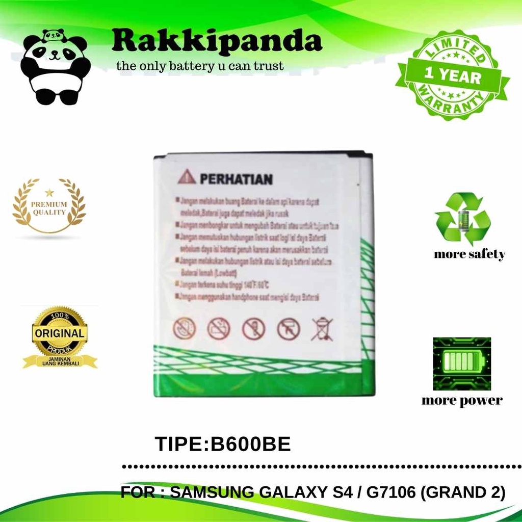 (R/K)- RakkiPanda - B600BE Samsung Galaxy S4 / G7106 / G7102 Grand 2 I9500 Batre Batrai Baterai