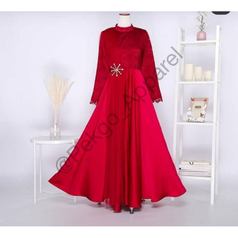 Daridanuri dress Pekgo Preloved warna Maroon Size M dress brokat merah maroon BEST PRICE