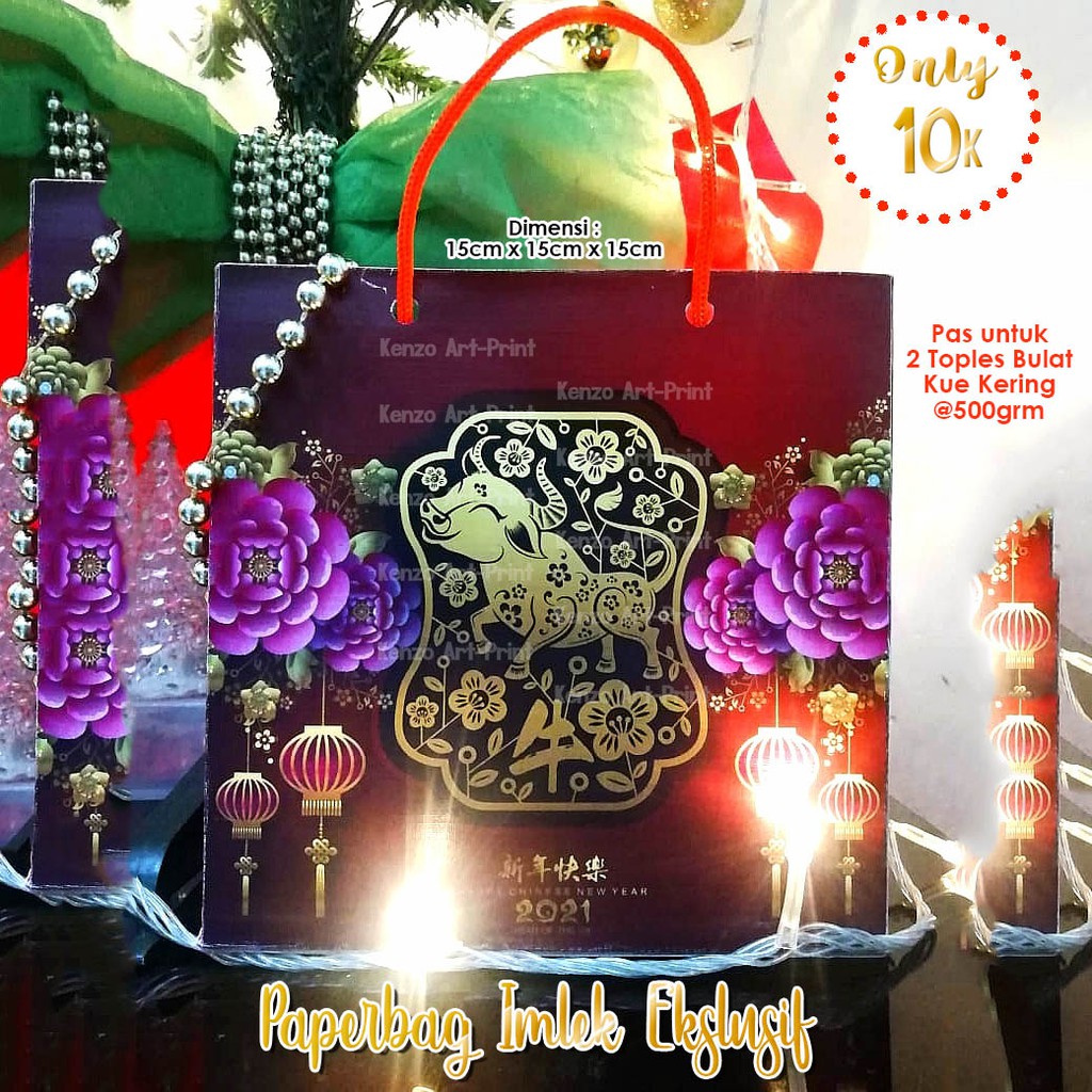 

paper bag imlek/sincia 2021 untuk hampers kue kering toples bulat 500g