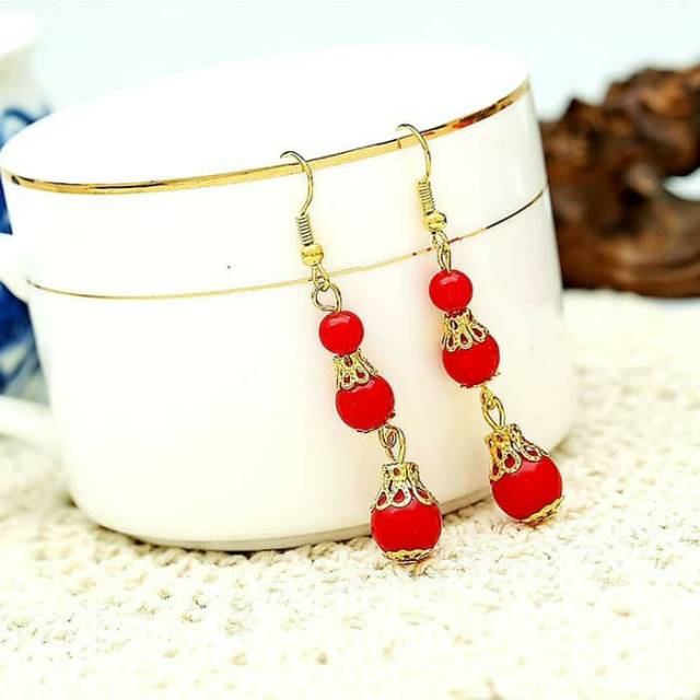 Anting Merah Pwngantin China Kostum Cosplay Aksesories Imlek Murah