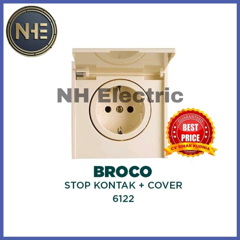 IB Stop Kontak Arde Tutup 6122U New Gee Cream Broco - Inbow Socket Outlet With Earth &amp; Hinged Cover Cream Broco - Stop Kontak Arde Tutup Tanam Broco