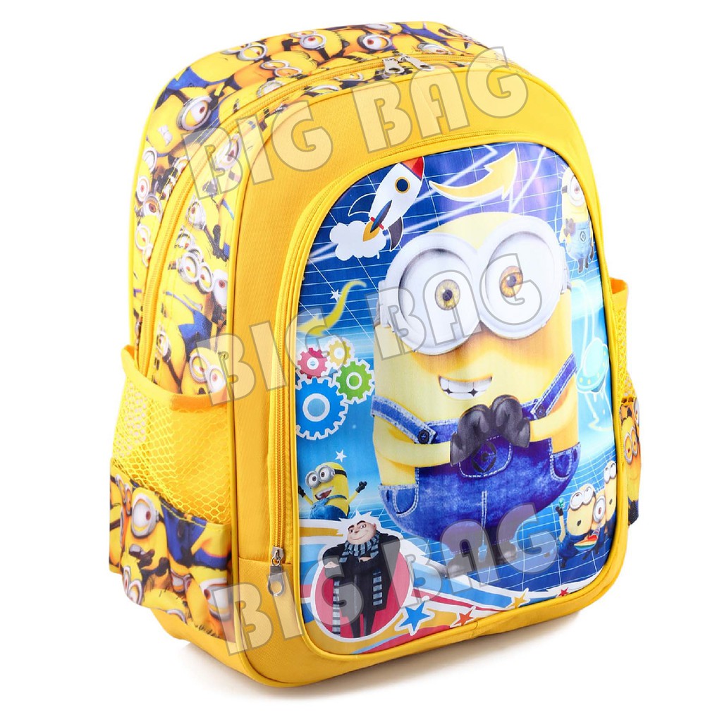 Tas Ransel Anak MINION - Present - Yellow + FREE Botol Minum &amp; Lunchbox RTM