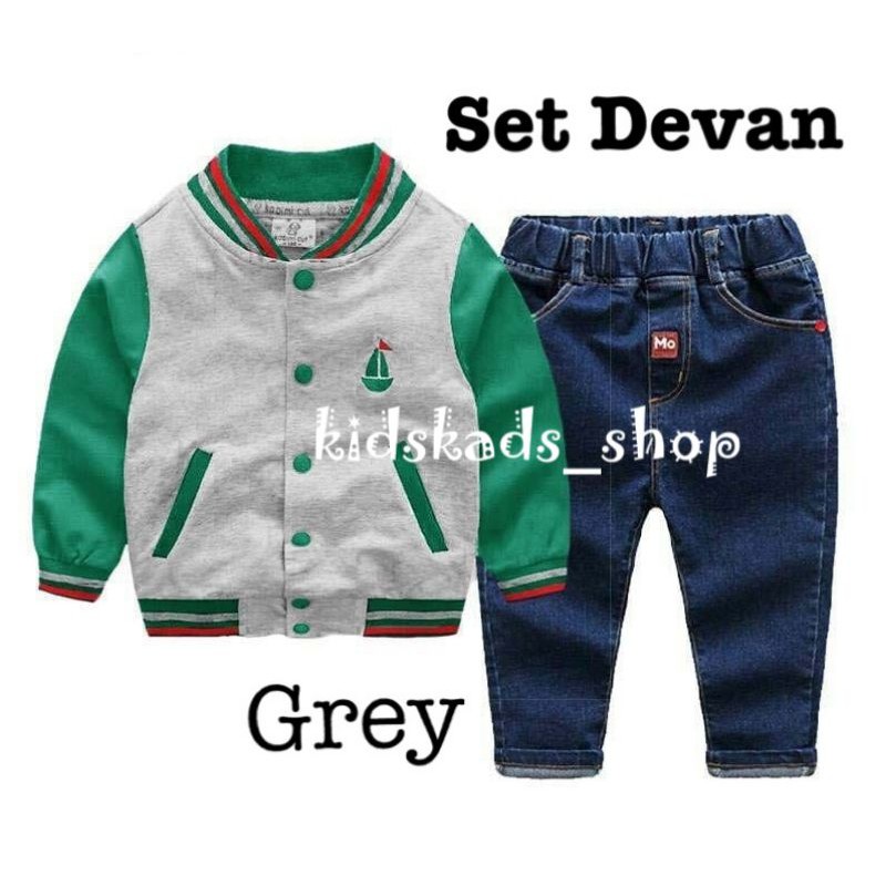 Baju setelan anak anak set Devan Jaket dan celana jeans
