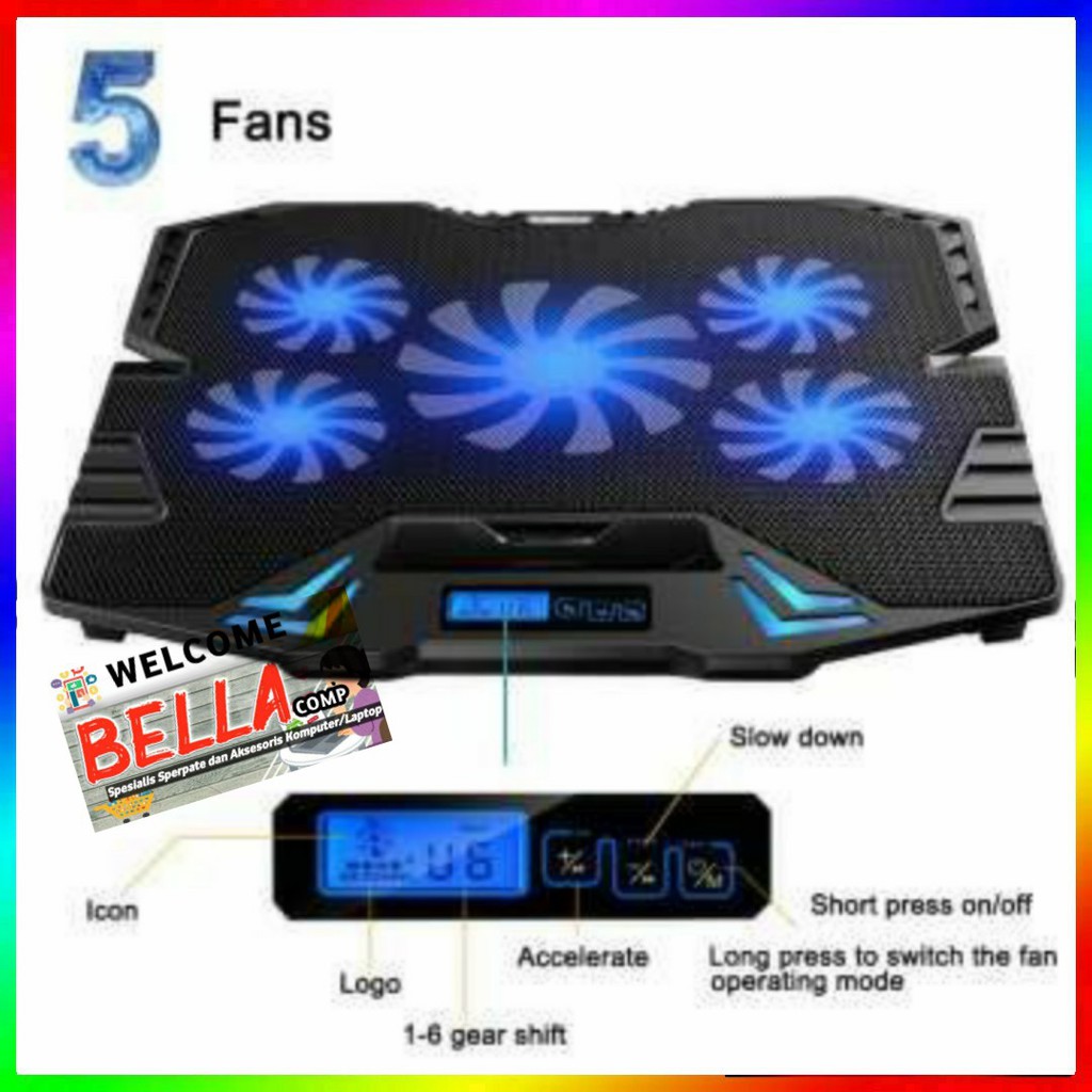 Cooling Pad Laptop 5 Fan/Pendingin Laptop Cooling Cooler fan Kipas Pendingin Laptop,Notebook 5 kipas