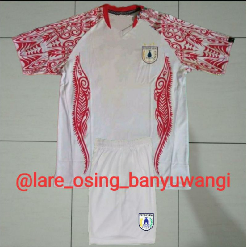 SETELAN DEWASA PERSIPURA AWAY 2014 PUTIH LIGA ISL JERSEY CELANA RETRO PRINTING