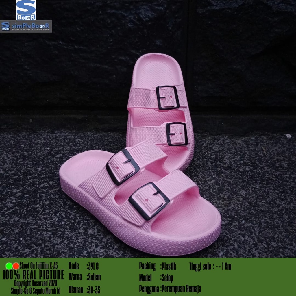 sandal slop anak perempuan remaja terbaru motif gesper model 391C 30-35