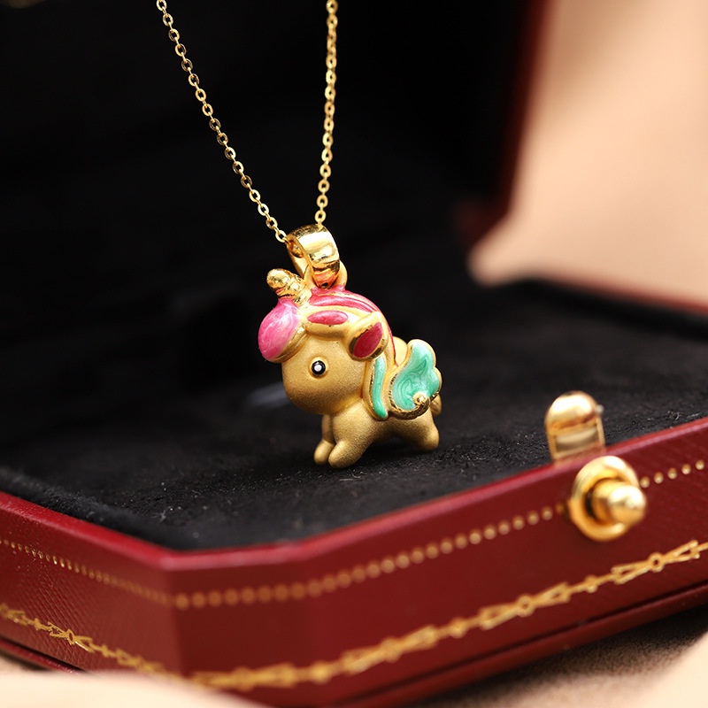 [Ready Stock]Fashion Gold Plated Cute Rainbow Unicorn Pendant Necklace