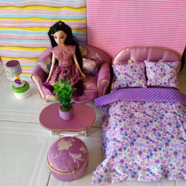 Tempat tidur set barbie doll and sofa